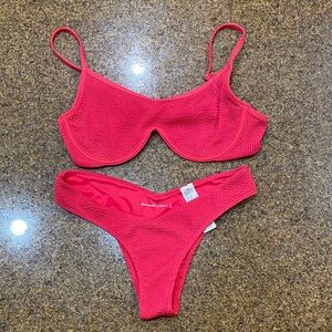 Abercrombie & Fitch Pink Bikini Set. Bottoms size small, top size large.